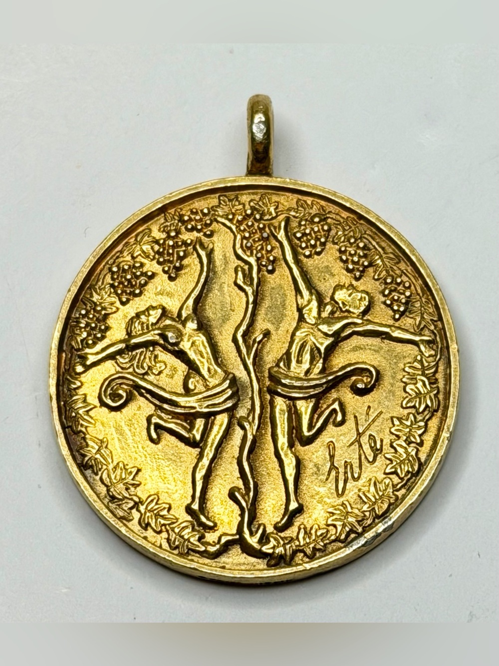 Gold Round Dancing Figures Pendant